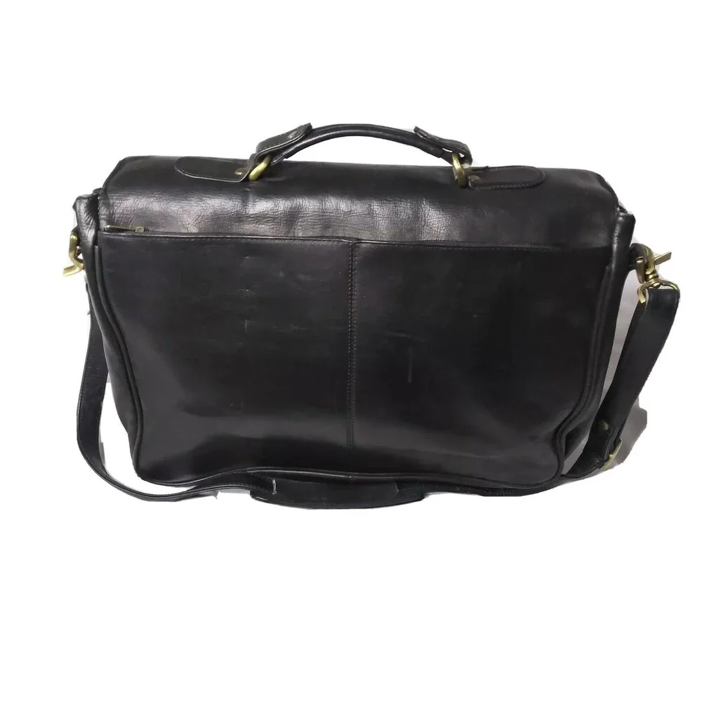 Vintage Boulder Ridge Leather Briefcase Black Shoulder Bag Messenger
